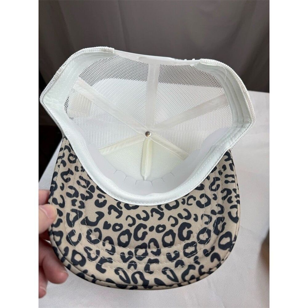 MAMA & MINI Matching Trucker Hats Set Womens One Size White Leopard 2pc - Picture 3 of 12